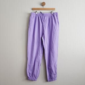 Clad & Cloth Purple Dahlia Windbreaker Jogger Pants Retro Track Suit Large NWT